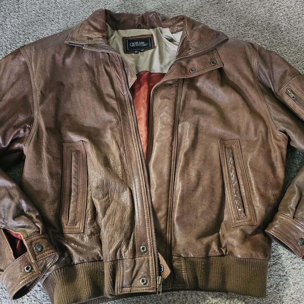 Brown Bomber Jacket by Overland Outfitters, medium brown 2XL